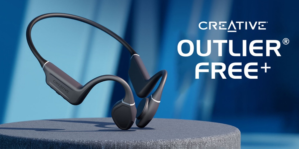 Słuchawki bezprzewodowe Creative Outlier Free Plus Bluetooth 5.3 szaro-zielone pod skosem